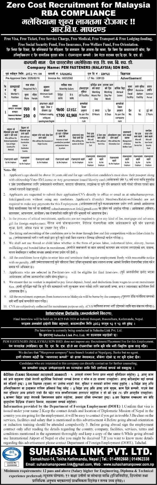 PEM FASTENERS (MALAYSIA) SDN BHD, MALAYSIA